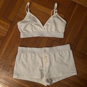 brandy melville white bralette/shorts set